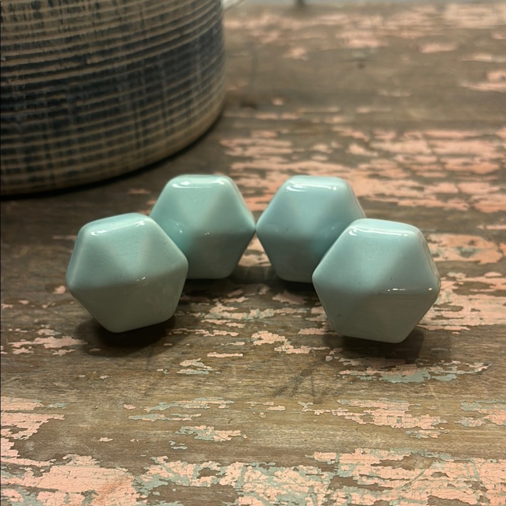 Anthropologie Ceramic Knobs with Brass Accents set of 4